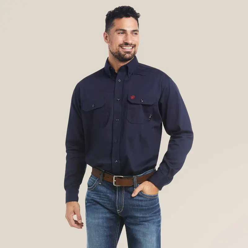 Ariat Men'S Flame-Resistant Solid Long Sleeve Button-Down Work Shirt 1