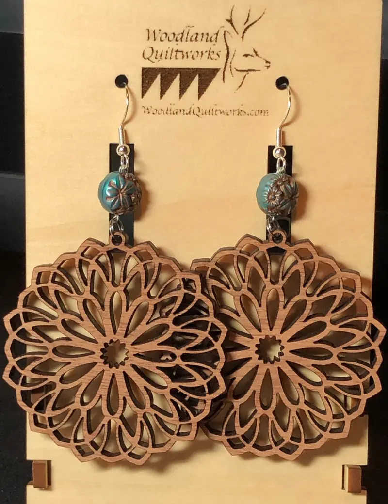 Artisan Wooden Mandala Dangle Earrings – Style 20-10040 1