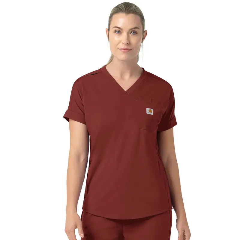 Carhartt Force Women'S Cross-Flex Knit V-Neck Scrub Top 1
