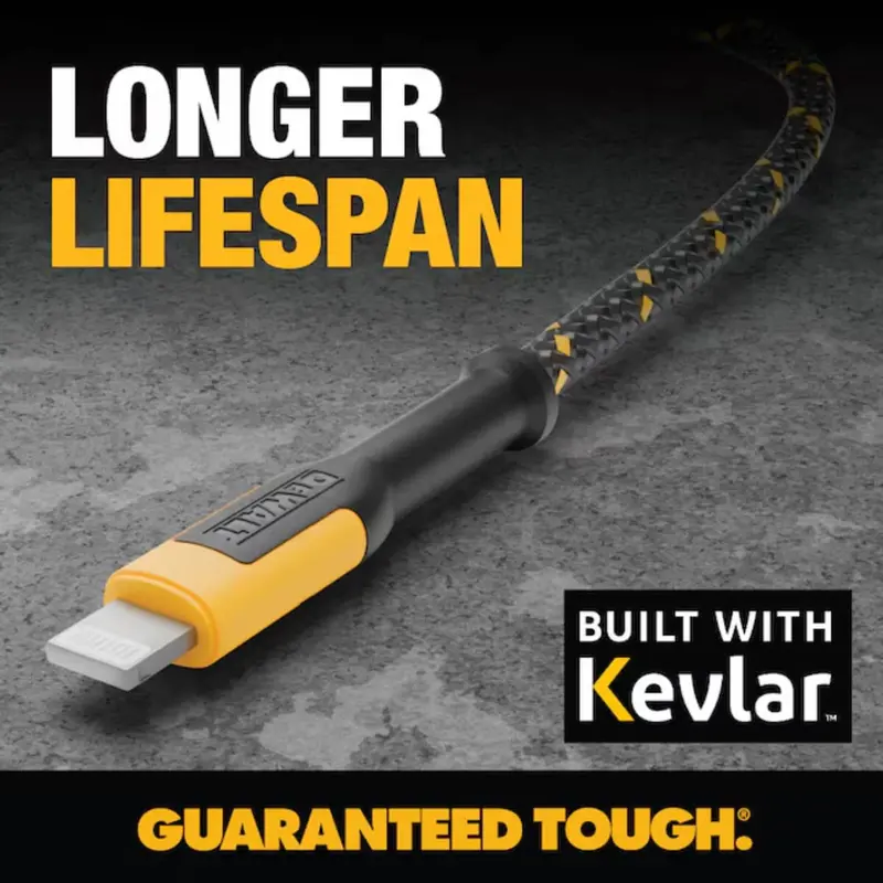 Dewalt 1311359Dw2 4-Foot Reinforced Braided Lightning-To-Usb-A Charging Cable 1