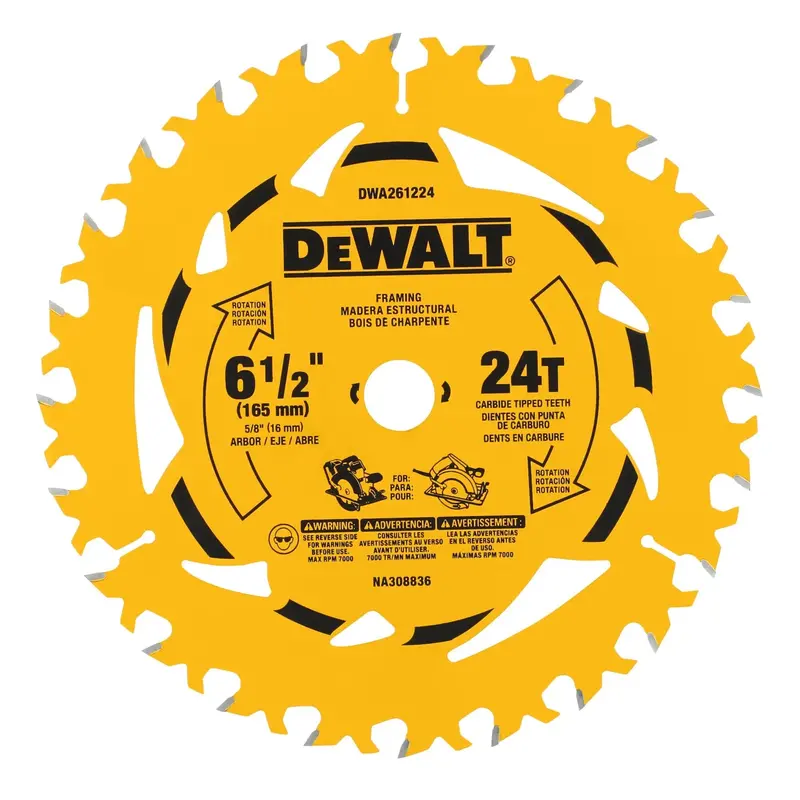 Dewalt 6-1/2-Inch 24-Tooth Wood-Cutting Circular Saw Blade 1