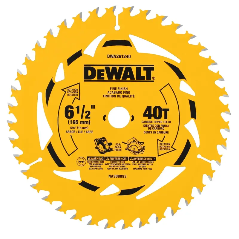 Dewalt 6-1/2-Inch 40-Tooth Carbide Circular Saw Blade For Clean Cuts 1