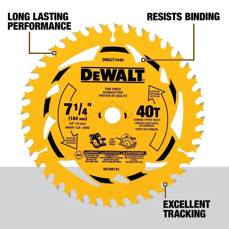 Dewalt 7-1/4-Inch 40-Tooth General Purpose Circular Saw Blade 1