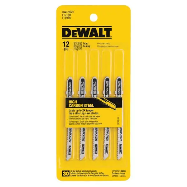 Dewalt Dw3765H 3" 12 Tpi Hcs T-Shank Jig Saw Blade – 5-Pack 1