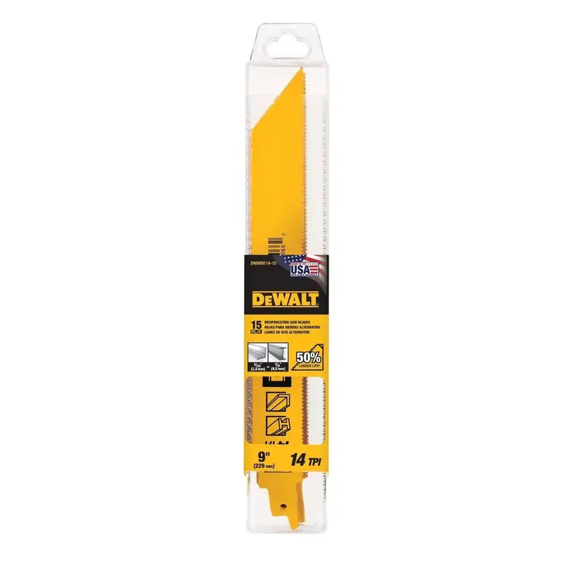 Dewalt Dwar9114-9 Bi-Metal Reciprocating Saw Blades — 14 Tpi, 5-Pack 1