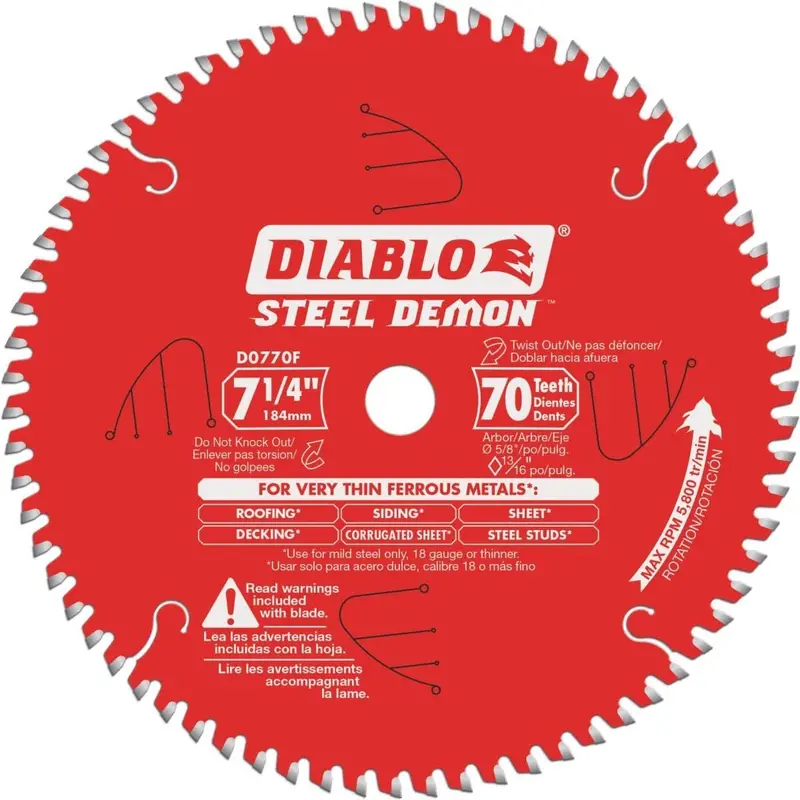 Diablo D0770Fa 7-1/4 In Ultra-Fine Steel-Cutting Saw Blade – 70 Teeth 1
