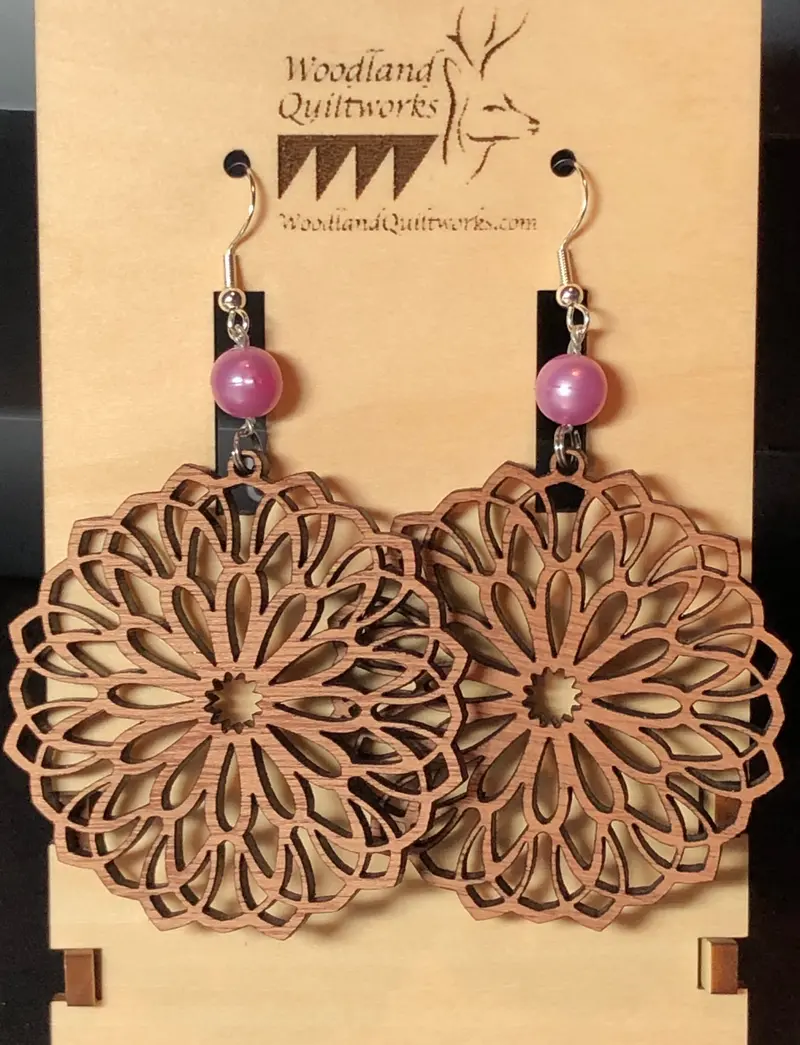 Ethnic-Inspired Mandala Wooden Dangle Earrings – Style 20-10038 1