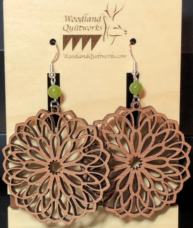 Ethnic-Inspired Wooden Mandala Dangle Earrings – Style 20-10021 1