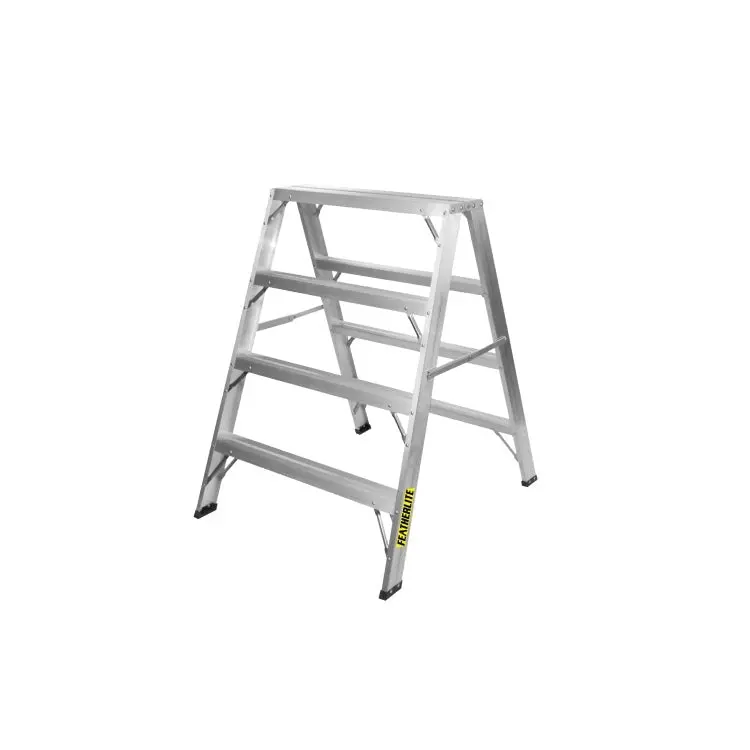 Featherlite 3704 Folding Step Ladder – 4-Tread Heavy-Duty Design 1