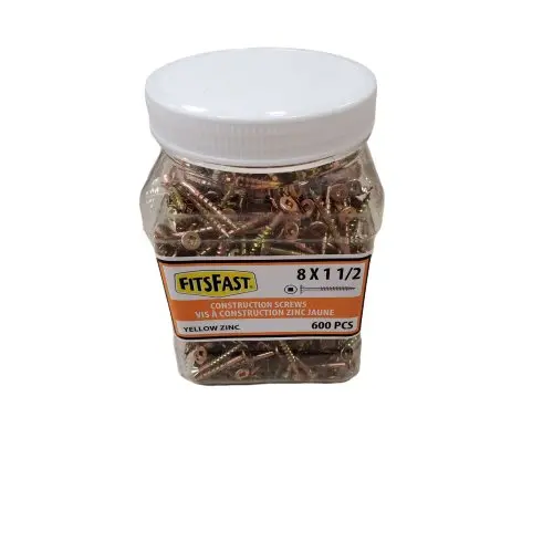 Fitsfast 584728 Yellow-Coated Construction Screws – #8 X 1-1/2 Inch, 600 Per Jar, High-Hold Strength 1
