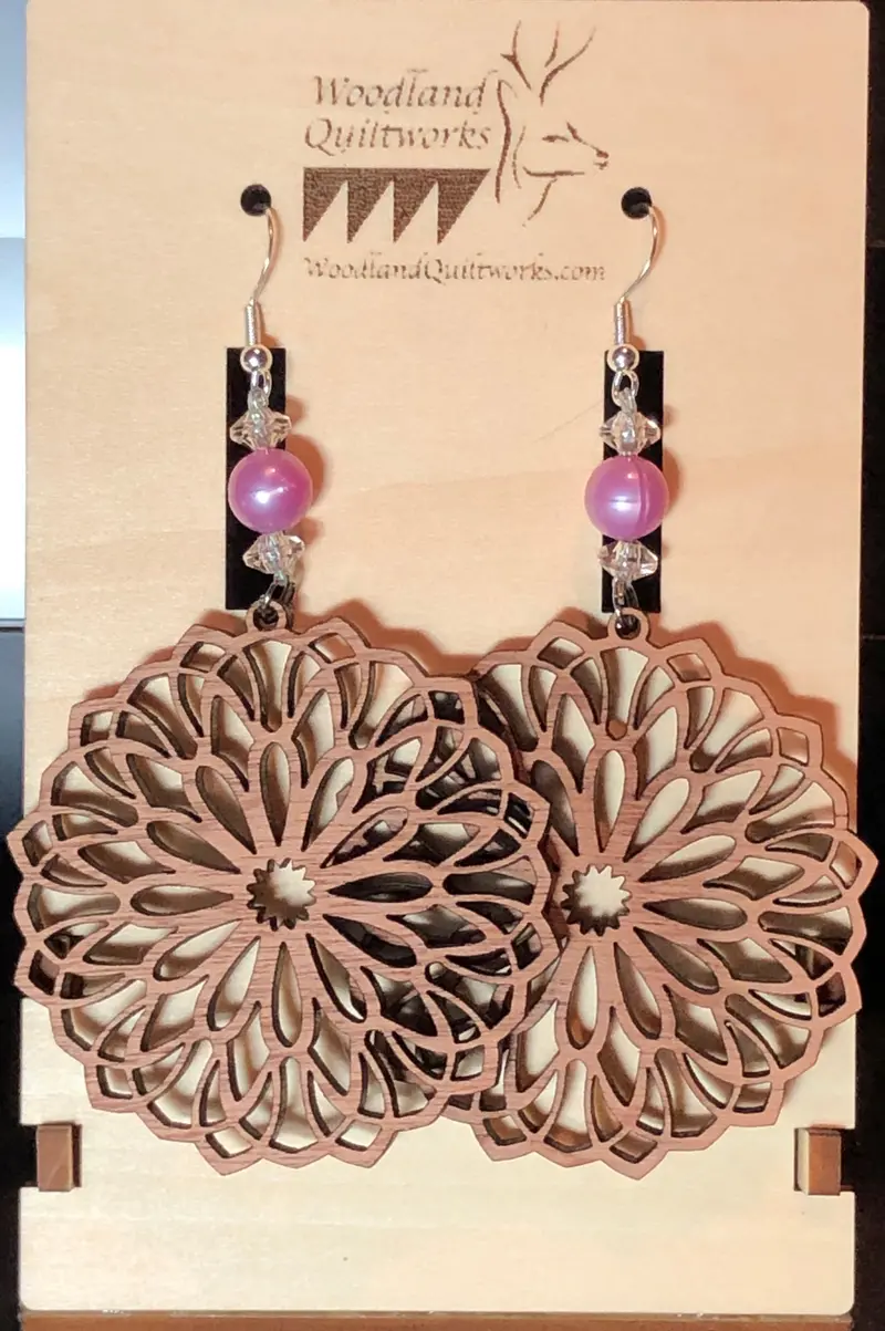 Geometric Mandala Wooden Dangle Earrings – Style 20-10027 1