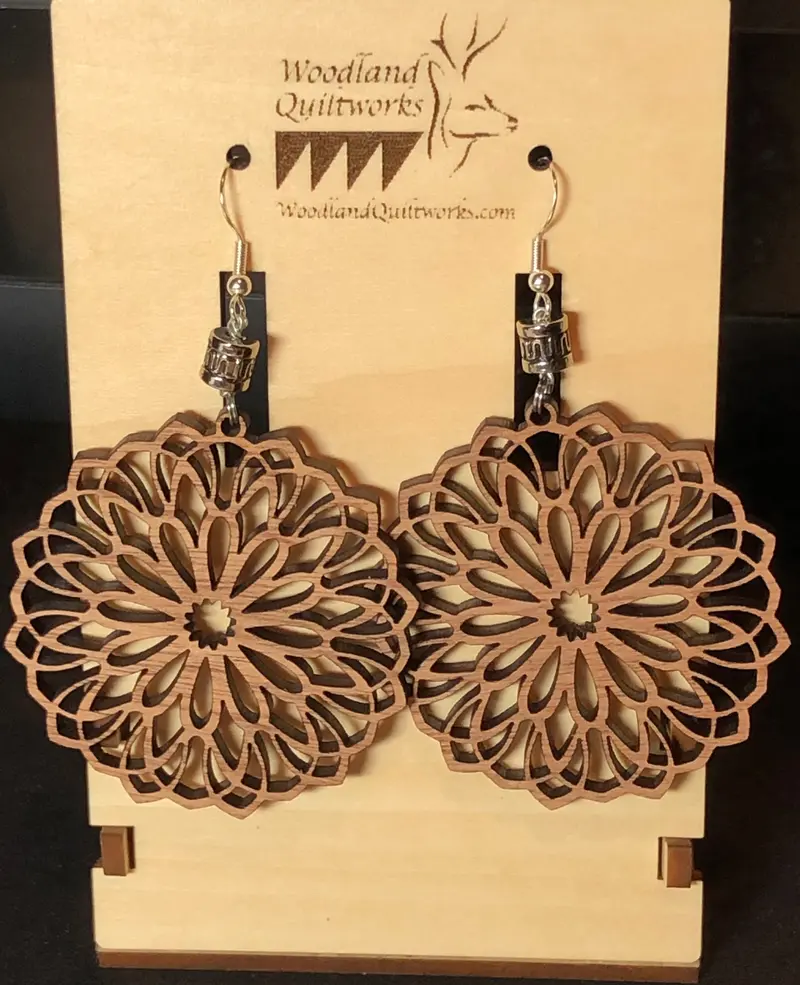Handcrafted Mandala Wooden Dangle Earrings – Style 20-10041 1
