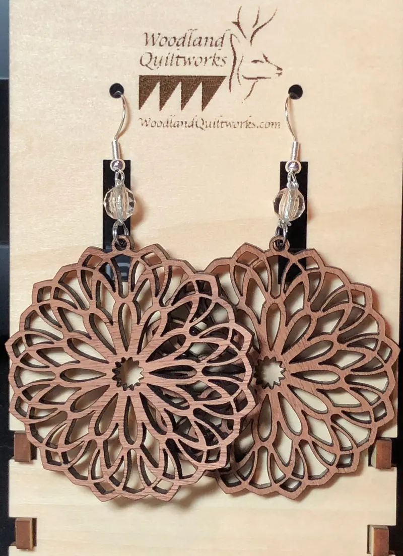 Handcrafted Wooden Mandala Dangle Earrings – Style 20-10023 1