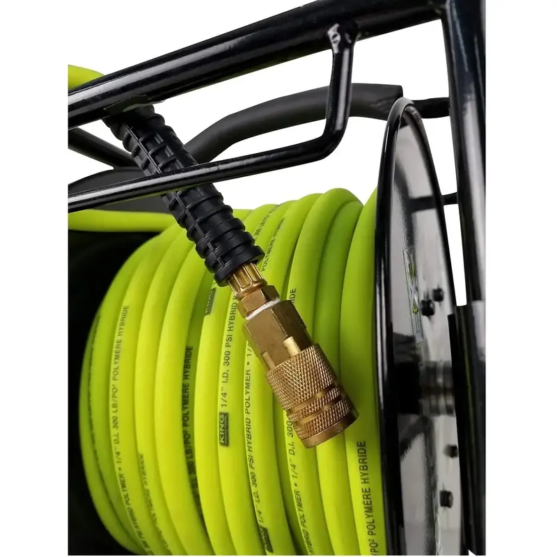 King Canada K-10014Frl 1/4-Inch X 100-Foot Manual Rewind Air Hose Reel – 300 Psi Rated 1