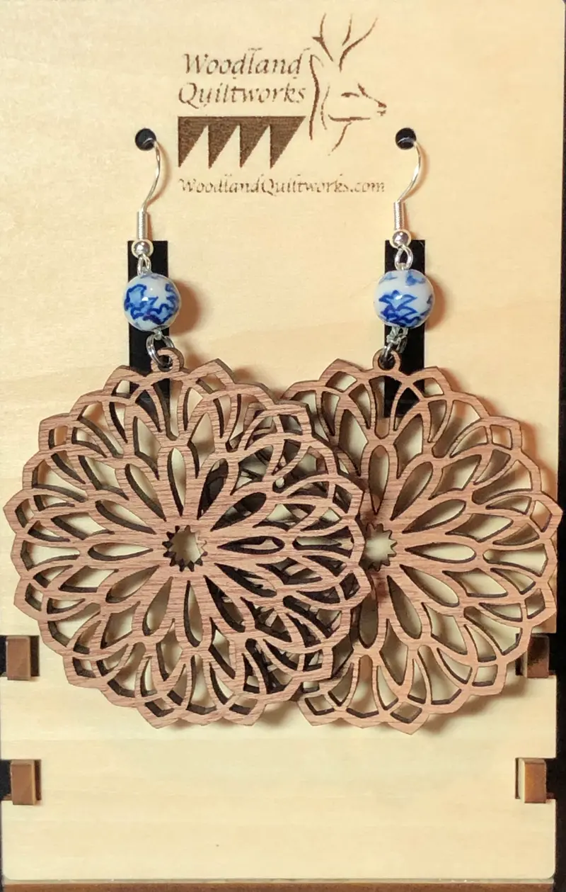 Light-Weight Mandala Wooden Dangle Earrings – Style 20-10024 1
