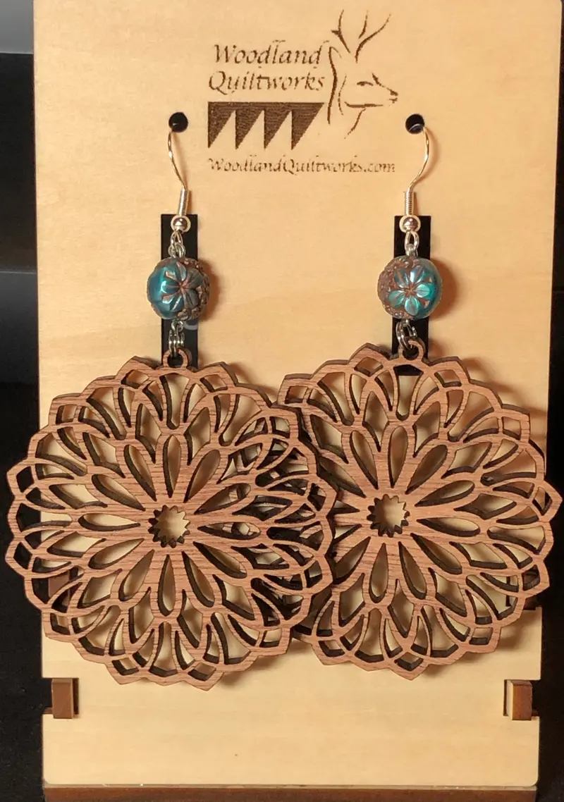 Lightweight Mandala Wooden Dangle Earrings – Style 20-10037 1