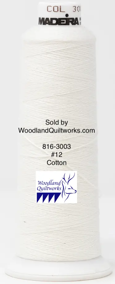 Madeira Burmilana Cotton #12 Embroidery Thread – Bright White (816-3003) 1
