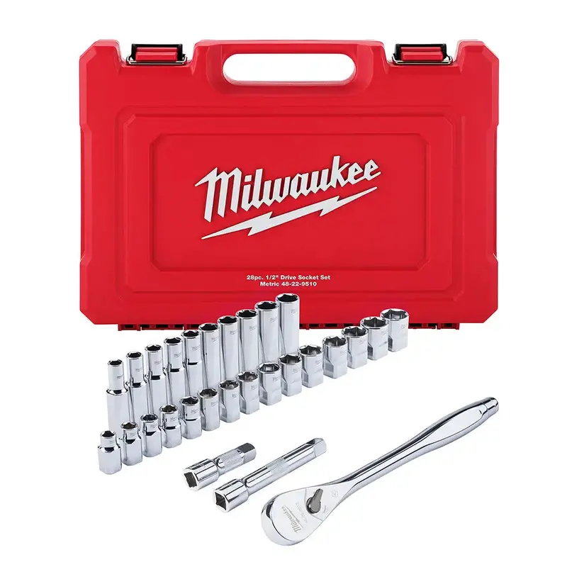Milwaukee 28-Piece 1/2" Drive Metric Socket Set With Ratchet 1