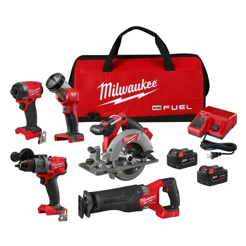 Milwaukee 3697-25 M18 Fuel 5-Tool Cordless Power Tool Combo Kit 1