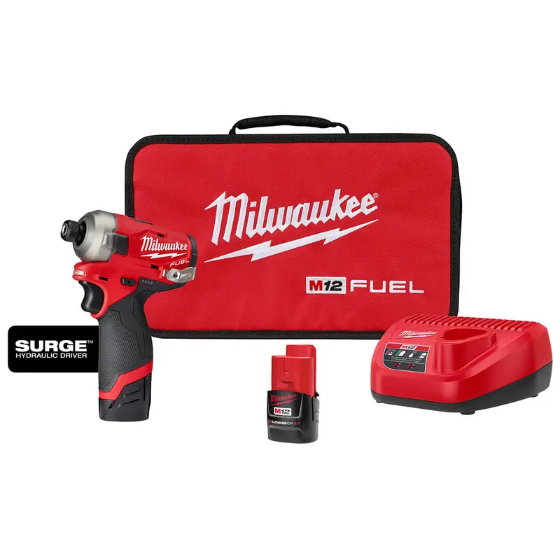Milwaukee M12 Fuel Surge 1/4" Hex Hydraulic Driver Kit With Two Batteries 1