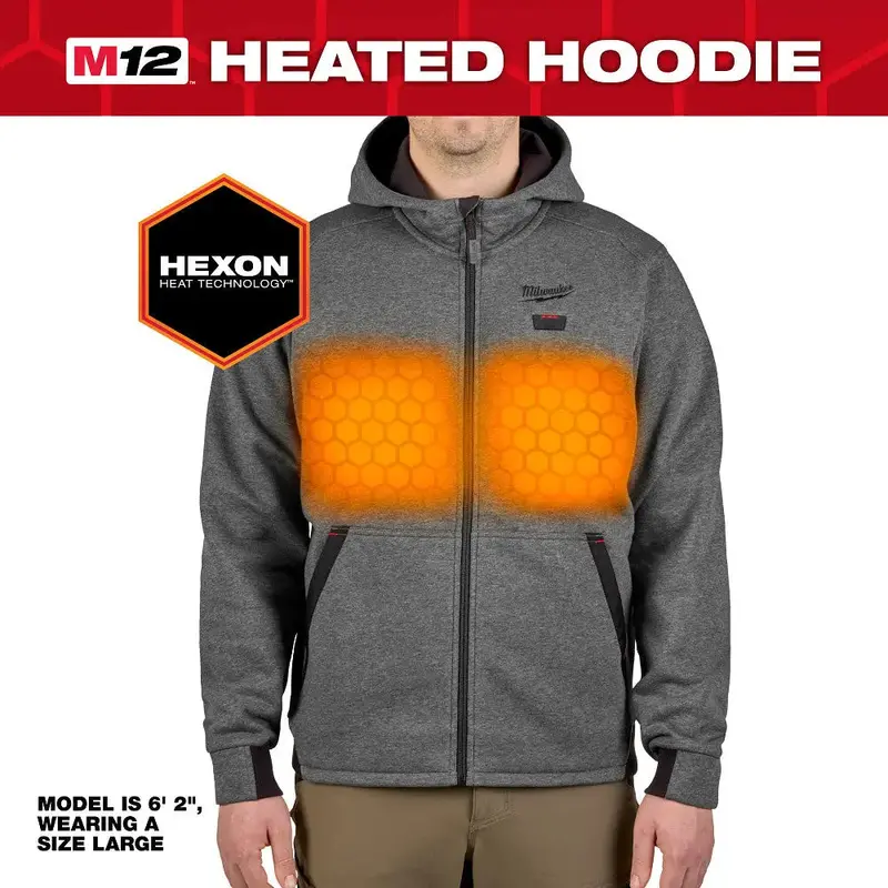 Milwaukee M200G-20M M12 Heated Hoodie — Gray, Medium 1