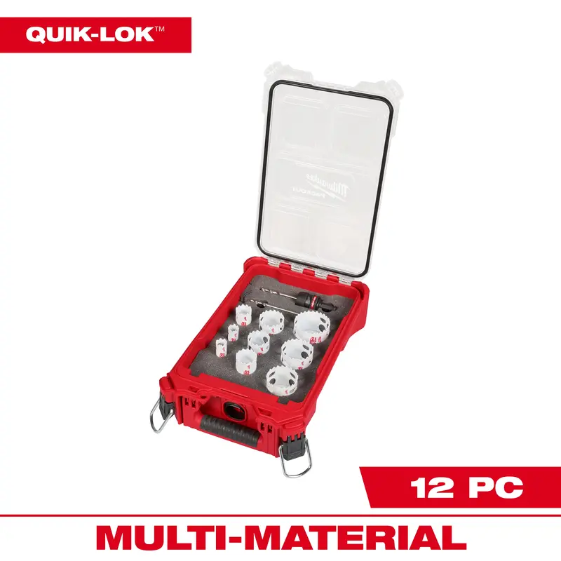 Milwaukee Quik Lok Hole Dozer Bi-Metal Kit – 12-Piece With Packout Compact Organizer 1