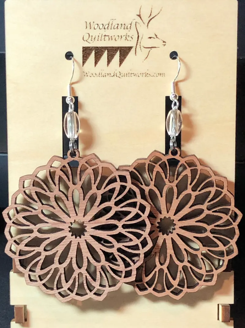 Minimalist Mandala Wooden Dangle Earrings – Style 20-10033 1