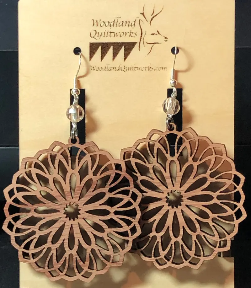 Natural Wood Mandala Dangle Earrings – Style 20-10019 1