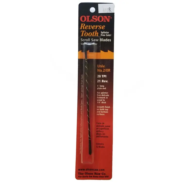 Olson Reverse-Tooth Scroll Saw Blade – Ultra-Thin .026" Width (Ols-44002) 1