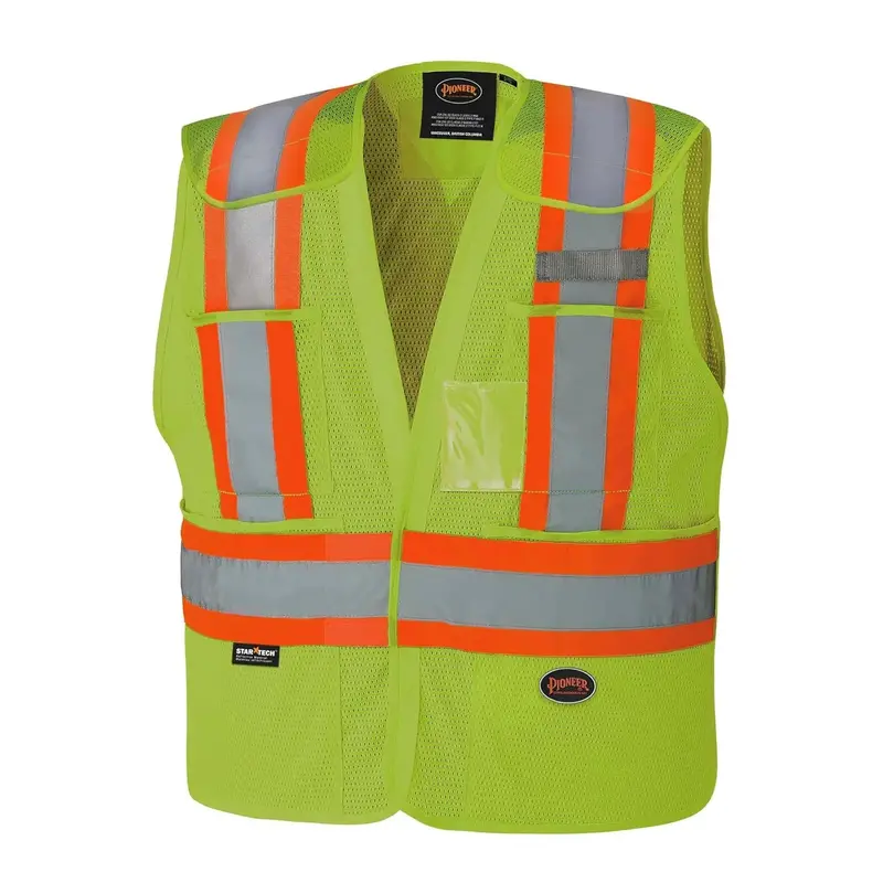 Pioneer V1021560 Adjustable Tear-Away High-Vis Yellow-Green Mesh Safety Vest 1