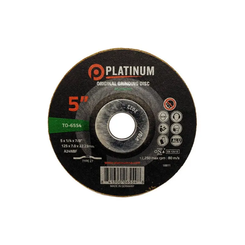 Platinum To-6557 Six-Inch Aluminum Grinding Disc — Type 27, 1/4" Arbor, 7/8" Hub 1