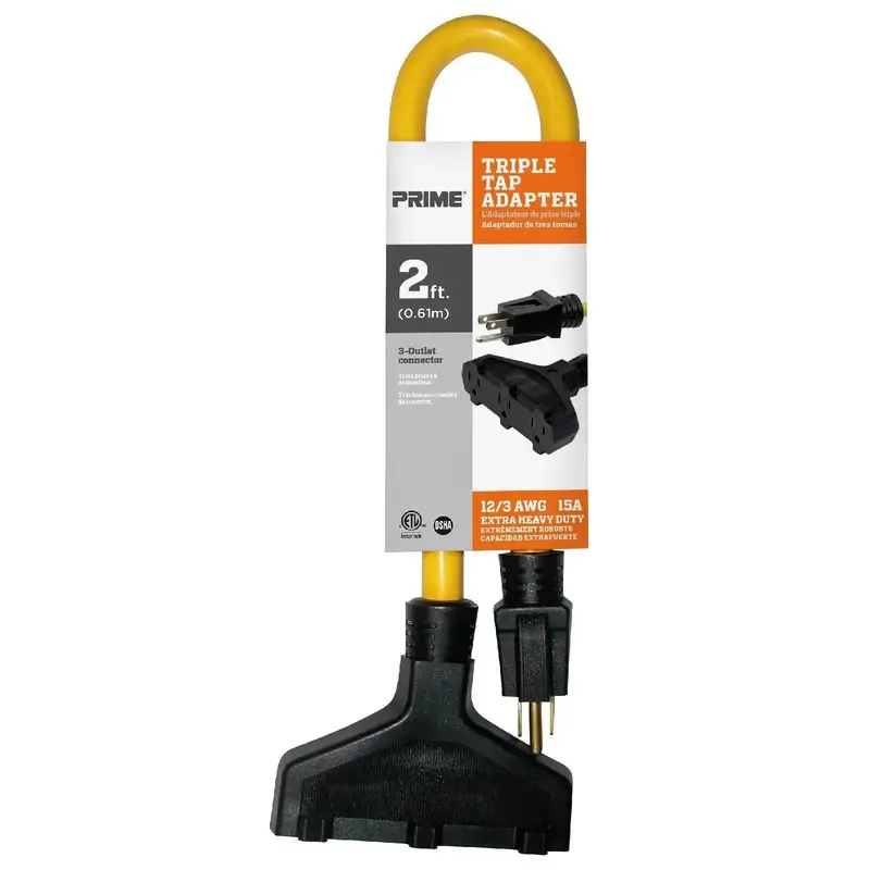 Prime Ad050802Ad 2-Foot 12/3 Stw Extension Cord With 3-Outlet Adapter 1