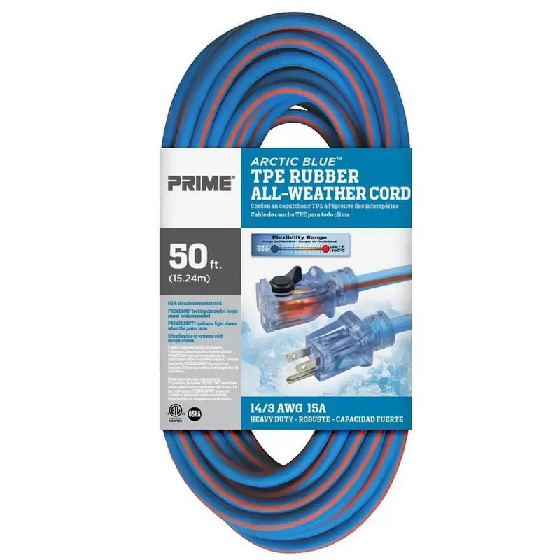 Prime Lt530730 – 50-Foot Heavy-Duty Arctic Blue Tpe All-Weather Extension Cord 1