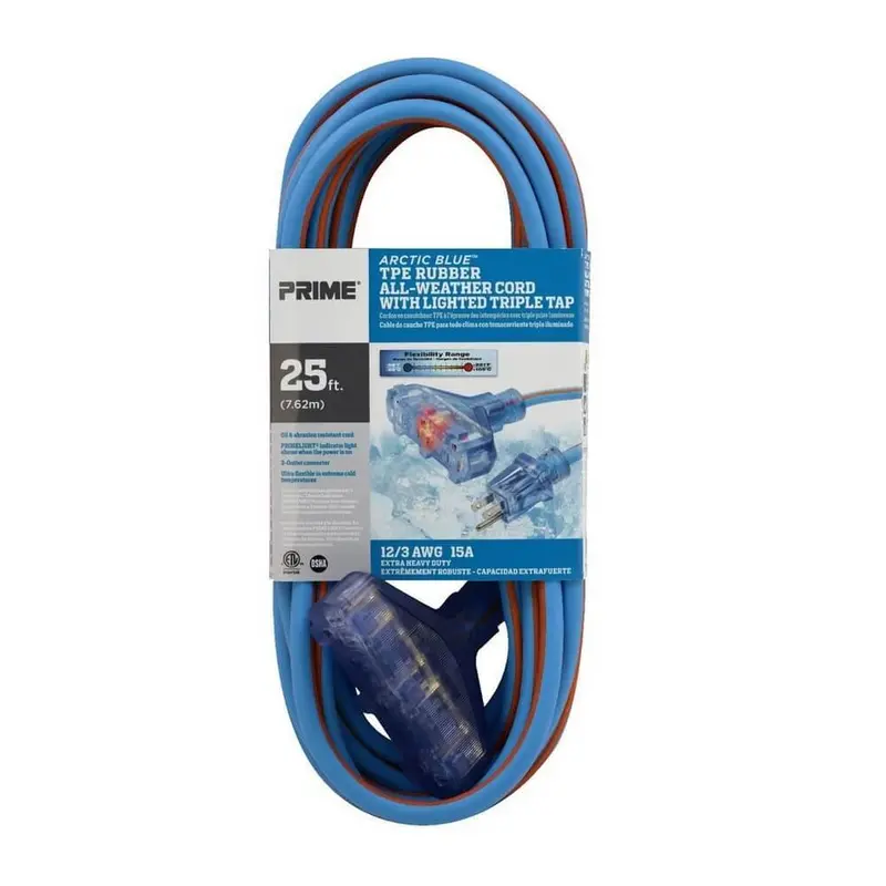 Prime Lt630825 – 25-Foot Triple-Outlet Ultra Heavy-Duty Arctic Blue All-Weather Extension Cord 1