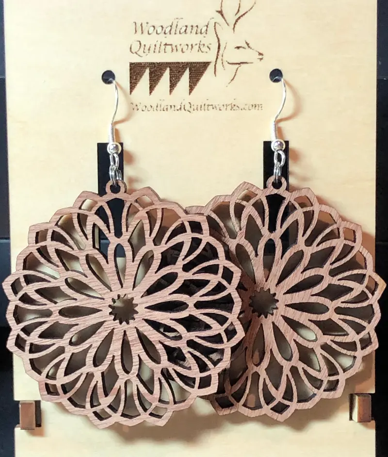Rustic Mandala Wooden Dangle Earrings – Style 20-10031 1