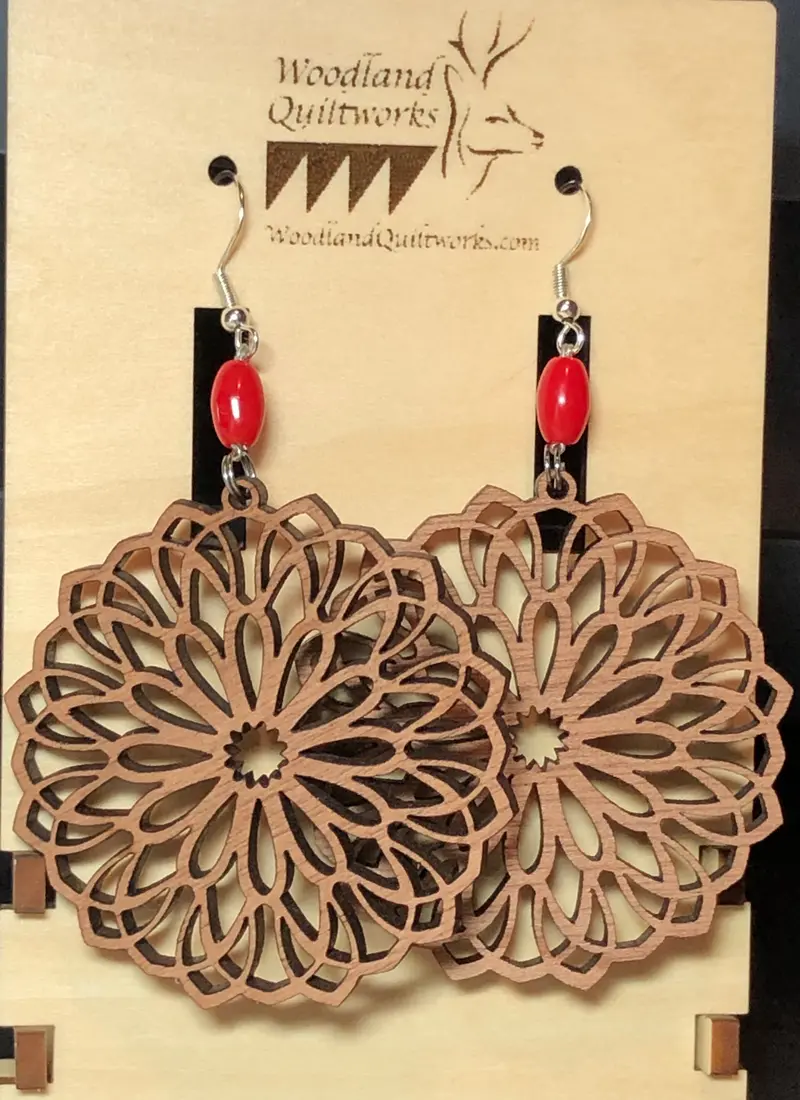 Smooth-Finish Mandala Wooden Dangle Earrings – Style 20-10028 1
