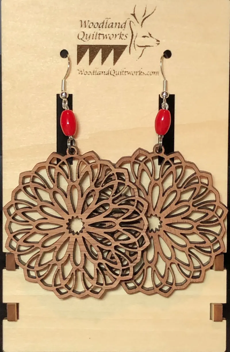 Sustainable Mandala Wooden Dangle Earrings – Style 20-10025 1
