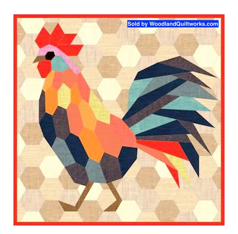 The Rooster English Paper Piecing Pattern — Traditional Design By Violet Craft 1