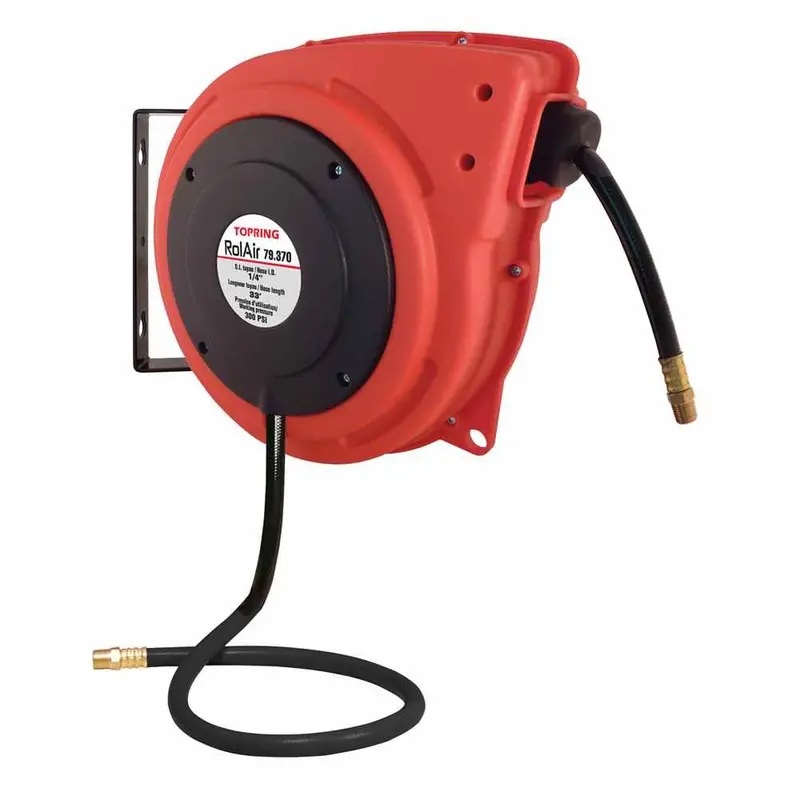 Topring 79.380 Heavy-Duty Hose Reel For Rolair And Pvc Hoses – 3/8" X 50' With 1/4" Npt Inlet (Large Model) 1