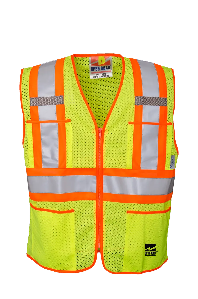 Viking Men'S Open Road Zipper Safety Vest – Ansi Class 2 Green Vest 1