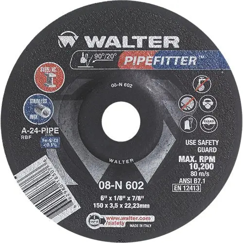 Walter 08N602 6" × 1/8" Pipefitter-Specific Grinding Wheel 1
