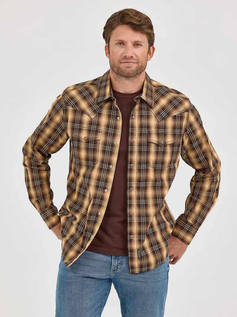 Wrangler Retro Cotton Snap-Front Work Shirt – Long Sleeve For Men 1