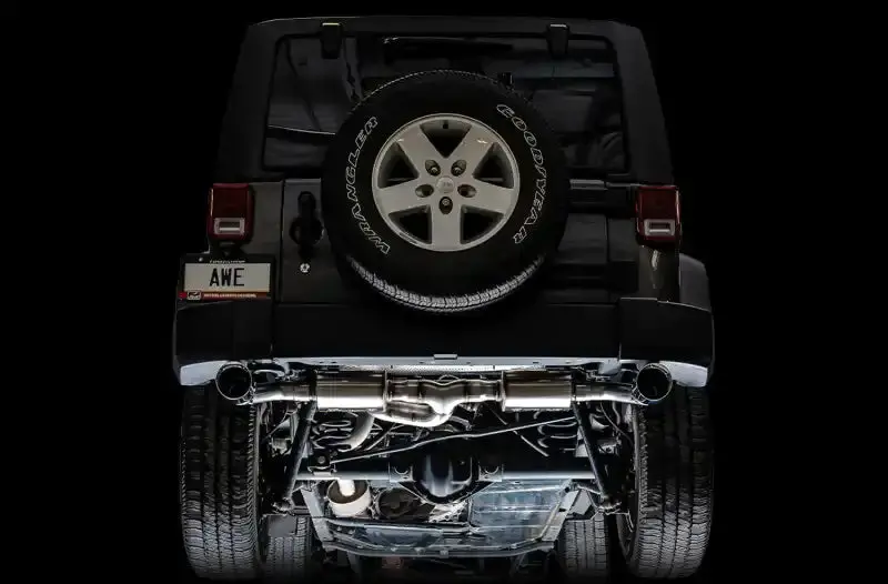 Awe Tuning Tread Edition Axle-Back Dual Exhaust System For 2007–2018 Jeep Wrangler Jk/Jku 3.6L With Diamond Black Tips 1