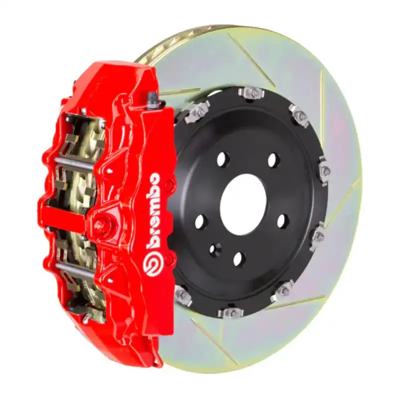 Brembo Gt Bbk – 6-Piston Front Calipers With 380X34Mm Two-Piece Slotted Rotors (Red Finish) 1
