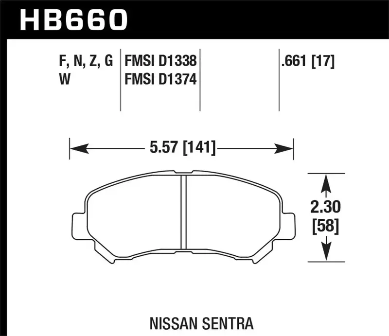 Hawk Performance Hb660G.661 Dtc-60 Racing Brake Pads — 0.661" Thickness 1