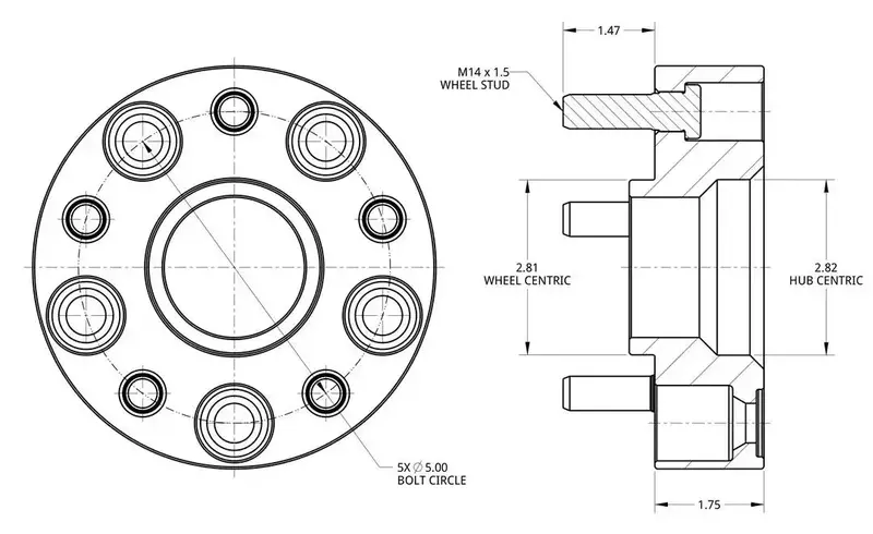 Jeep Grand Cherokee Wk2 Wheel Adapter – 5X5-Inch Bolt Pattern With 1.75-Inch Offset 1