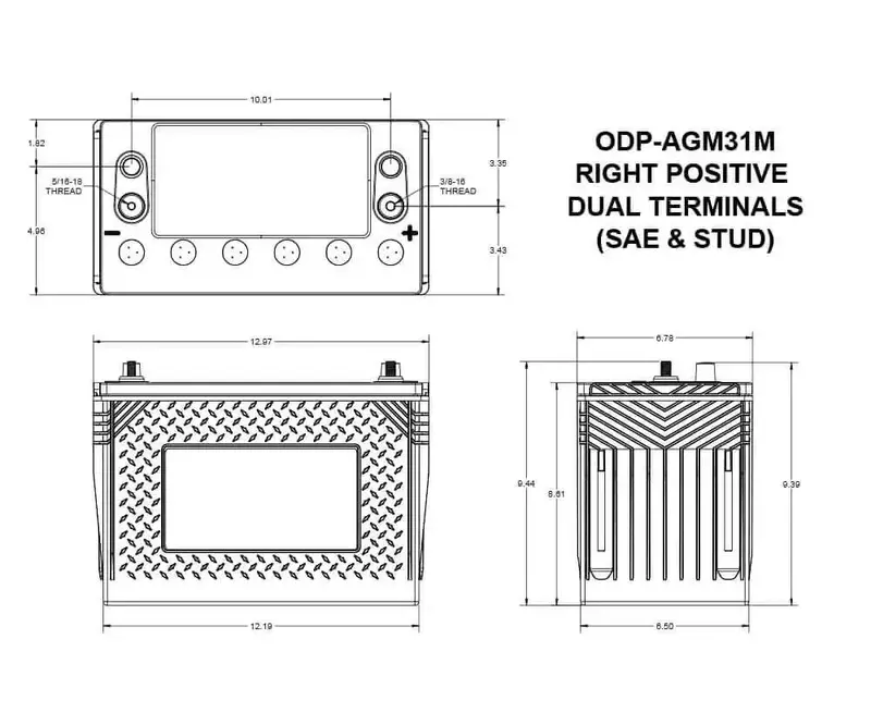 Odyssey 31M-800 Marine-Grade Agm Battery – 12V, 800 Cca, Dual Terminal 1